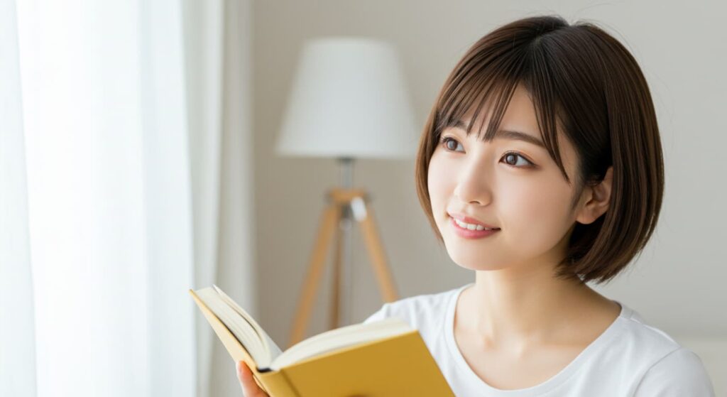彼を想いながら趣味の読書をする女性