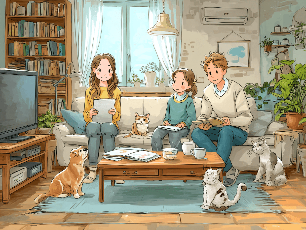 借り上げ社宅で家族団欒の様子