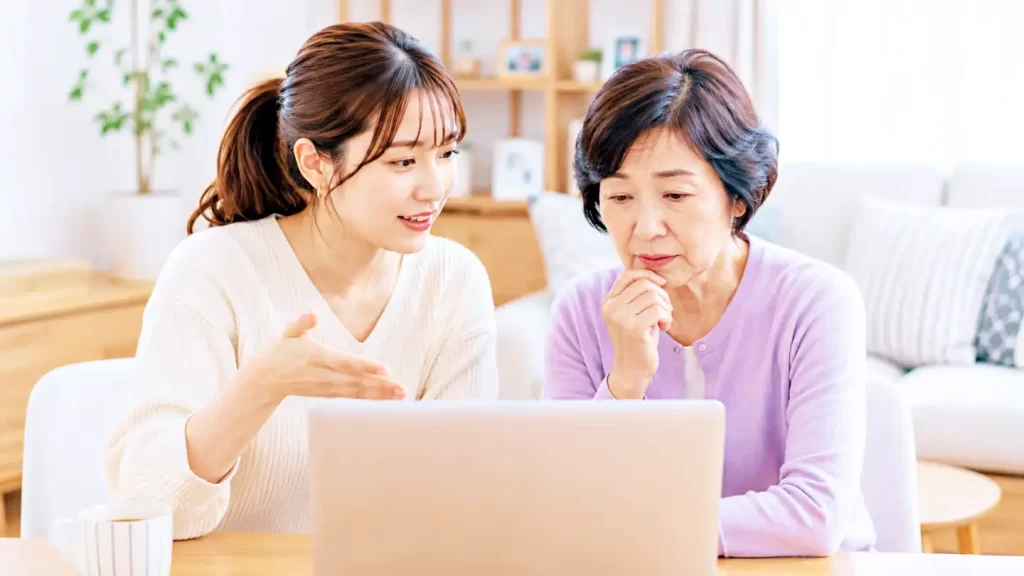 ネット回線の現状について説明する娘さん